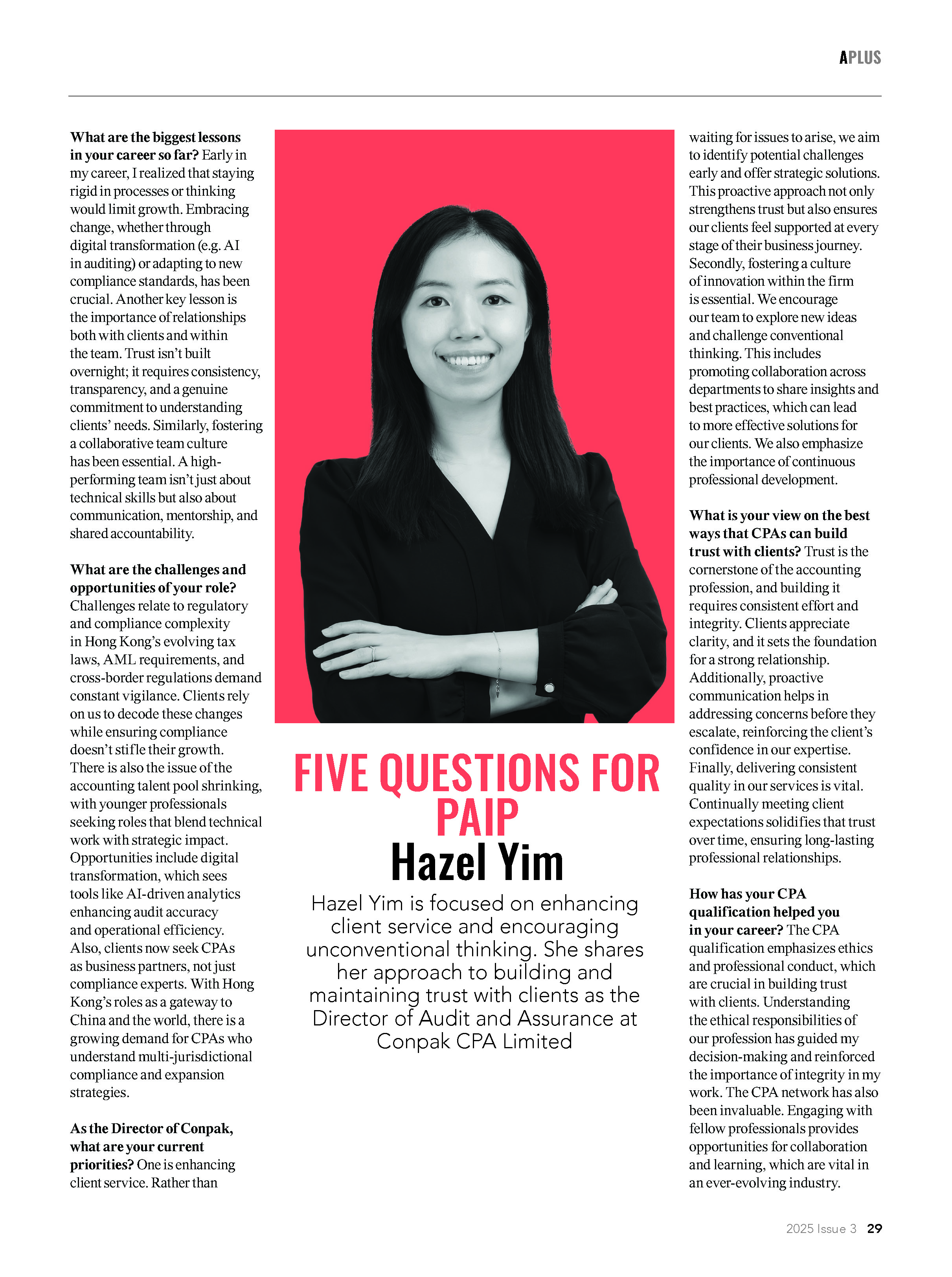 康栢董事于香港會計(jì)師公會《A Plus》雜志分享領(lǐng)導(dǎo)洞見
